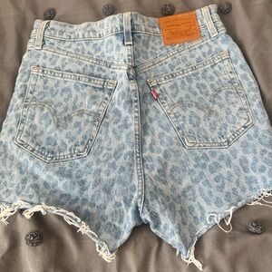 Levi's Light Blue Leopard Print Jean Shorts